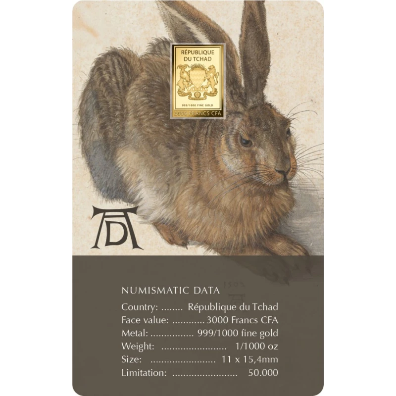 Tschad: Goldmünze Ein junger Hase 1/1000 oz Sammlermünzen