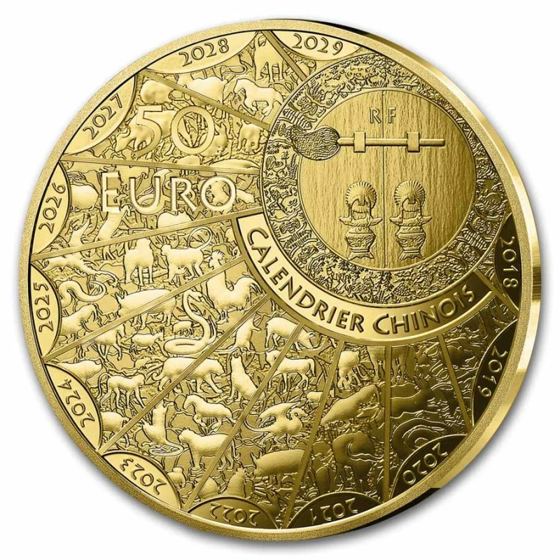 Frankreich: Goldmünze Jahr des Pferdes 2026 Polierte Platte 7,78 g 1/4 Unze Sammlermünzen