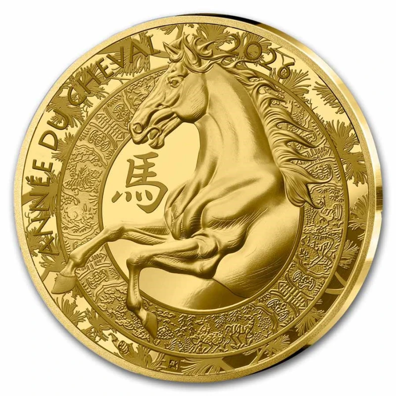 Frankreich: Goldmünze Jahr des Pferdes 2026 Polierte Platte 7,78 g 1/4 Unze Sammlermünzen