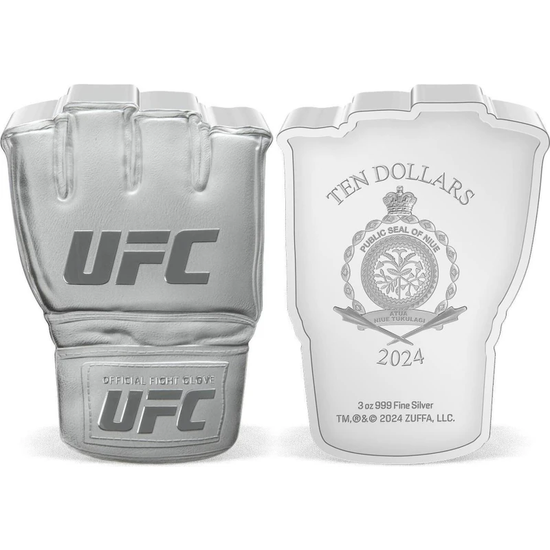 Niue: Silbermünze UFC Glove 2024 polierte Platte 3 oz Sammlermünzen
