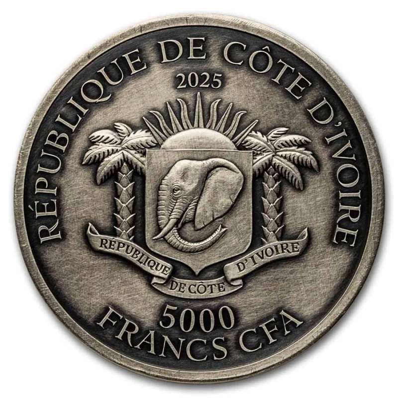 Côte d'Ivoire (Elfenbeinküste): Silbermünze Panda 2025 5 oz Sammlermünzen