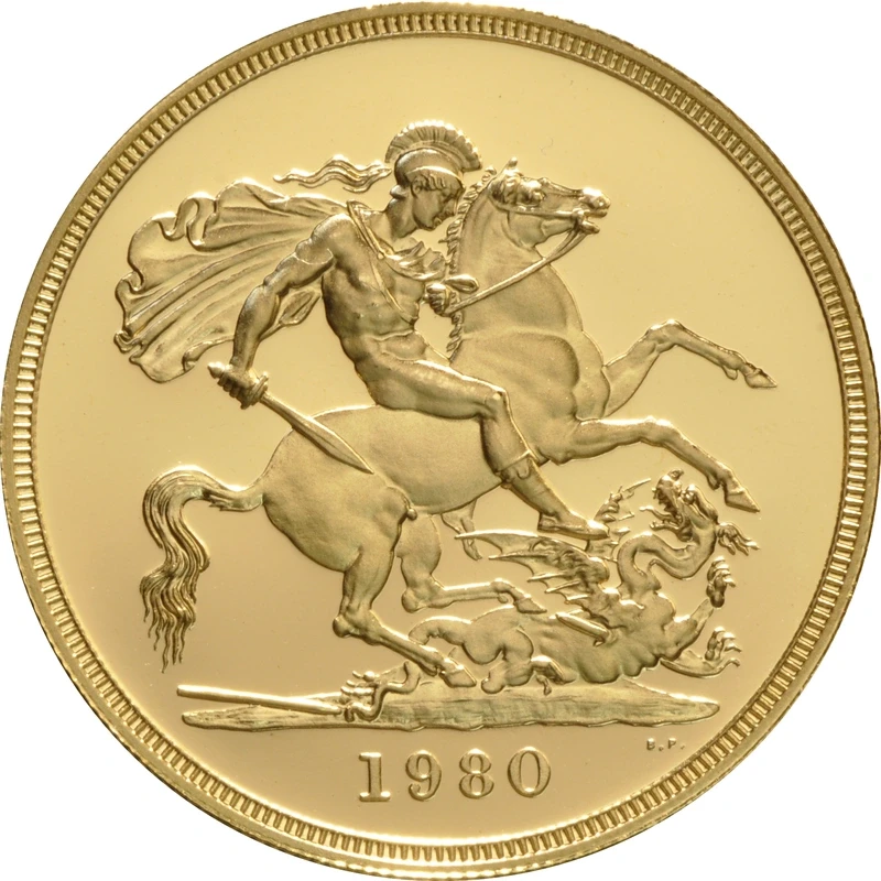 Vereinigtes Königreich Goldmünzensatz Sovereign 1980 polierte Platte 2 Unzen Sammlermünzen