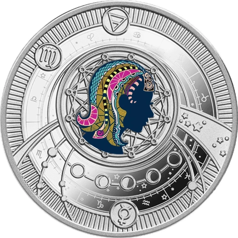 Cameroon: silver coin Virgo 2025 Proof colored 10 g Collectible coins
