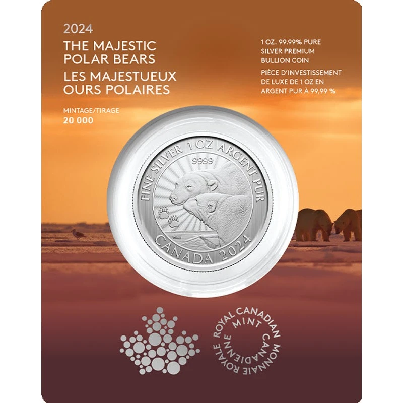 Kanada: Silbermünze The Majestic Polar Bear 2024 1 oz Sammlermünzen