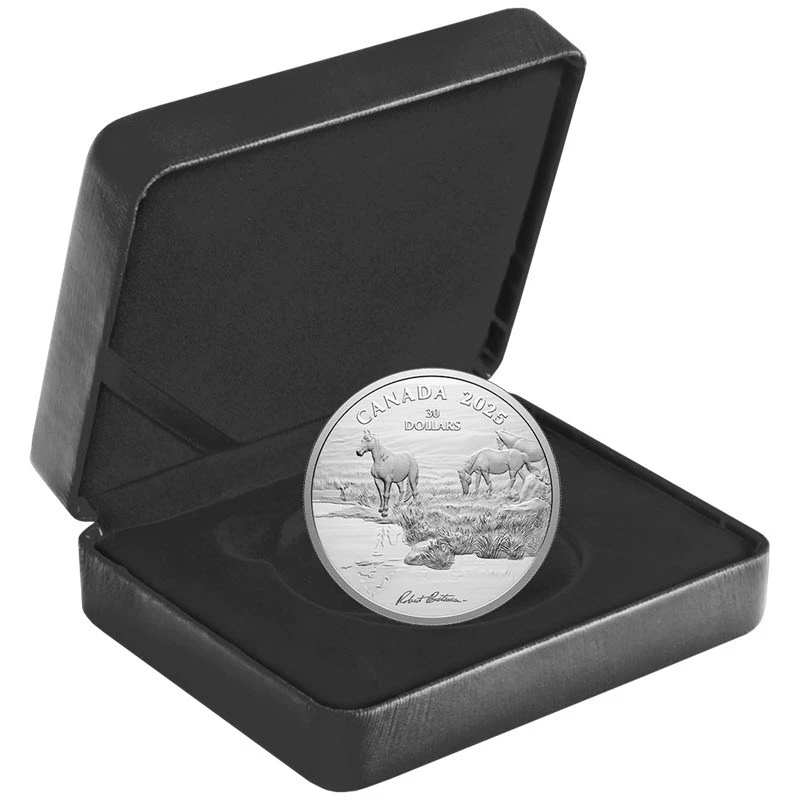Kanada: Silbermünze Mustang Country 2025 polierte Platte 2 oz Sammlermünzen