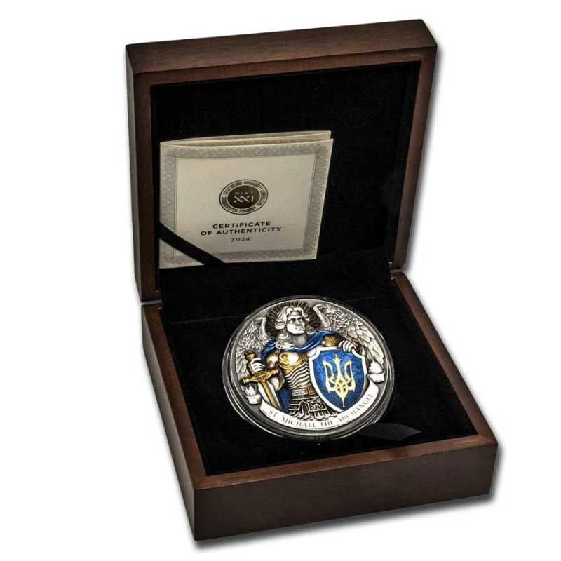 Niue: silver coin St. Michael the Archangel 2024 colored 5 oz Collectible coins