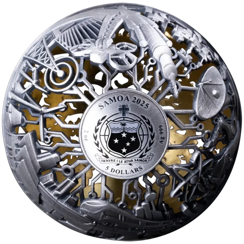 Samoa Silbermünze Natur und Technik 2025 vergoldet 2 oz Sammlermünzen