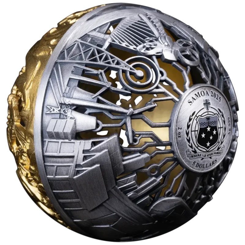 Samoa Silbermünze Natur und Technik 2025 vergoldet 2 oz Sammlermünzen