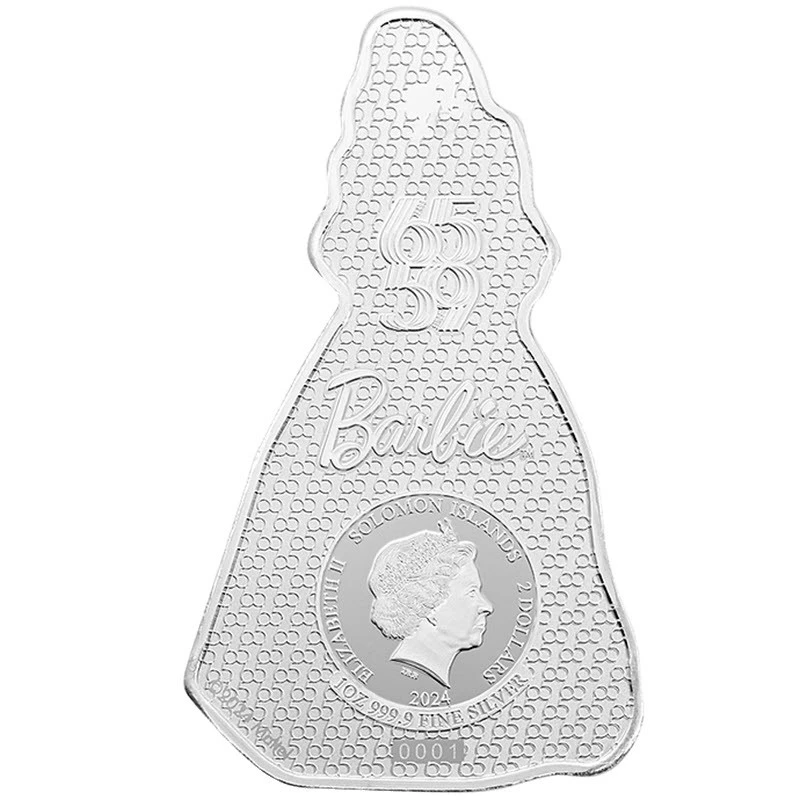Salomonen Silbermünze Blauer Saphir Barbie 2024 Farbig 1 Unze Sammlermünzen