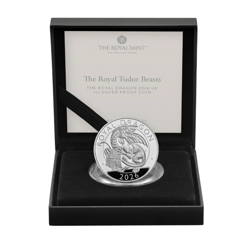 Vereinigtes Königreich Silbermünze Royal Dragon 2026 polierte Platte 1 oz Sammlermünzen