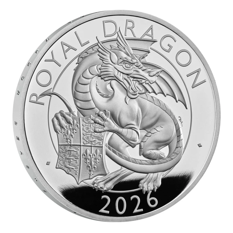 Vereinigtes Königreich Silbermünze Royal Dragon 2026 polierte Platte 1 oz Sammlermünzen